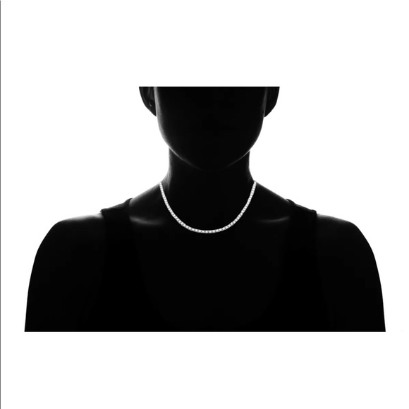 New 2mm 18"CZ Stoned Silver Plated Tennis Necklace - Picture 3 of 4